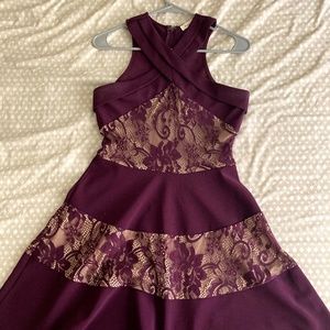 Francescas medium maroon lace fit and flare dress